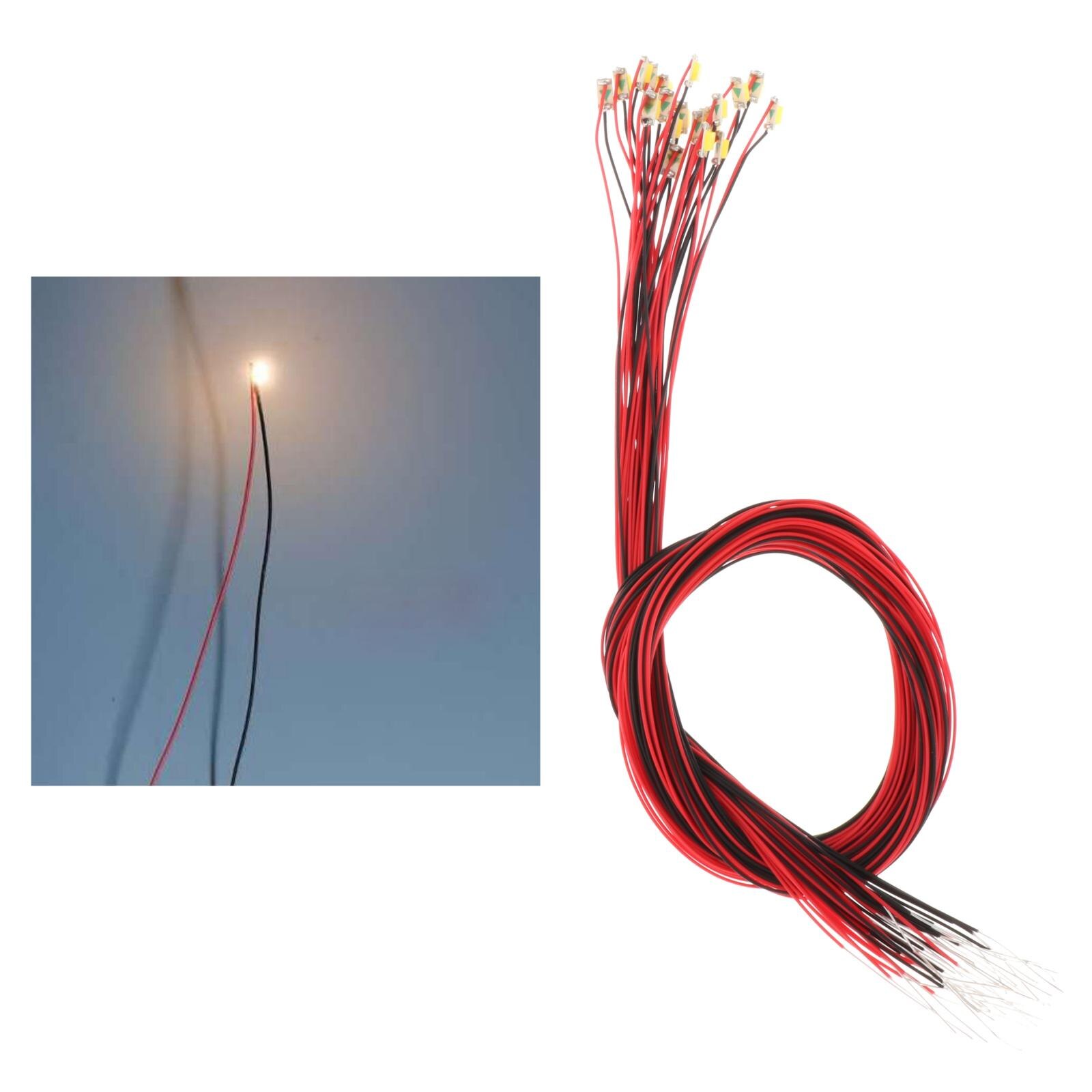 Cables de cables LED presoldados para modelo de tren, Micro Litz, SMD, 30cm, 6 colores opcionales para escenas de modelos de tren/ferrocarril, 20x