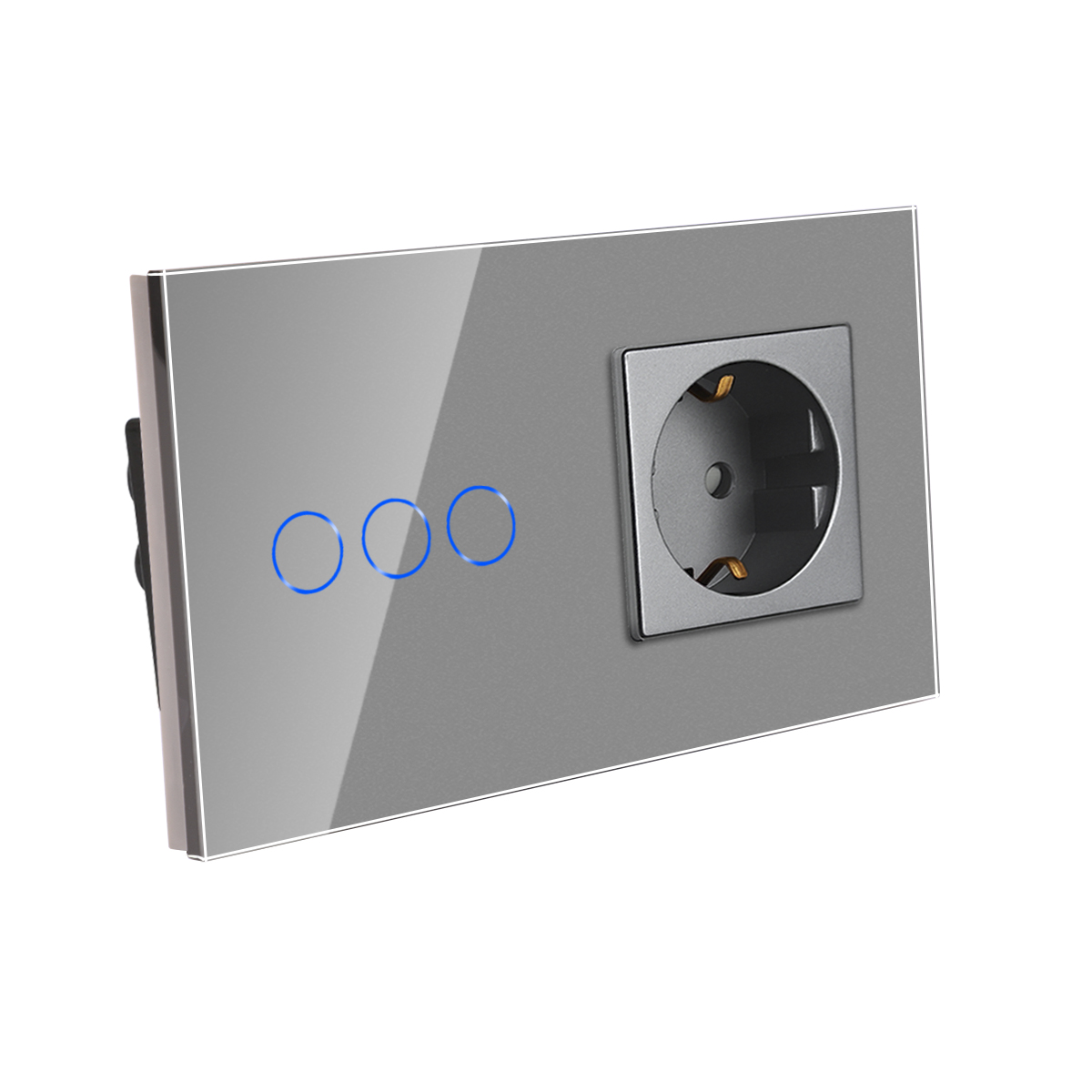 Wall Electrical Socket with Switch EU Standard 1/2/3Gang 1Way Light Switches Sensor and Single Double Power Sockets Outlets