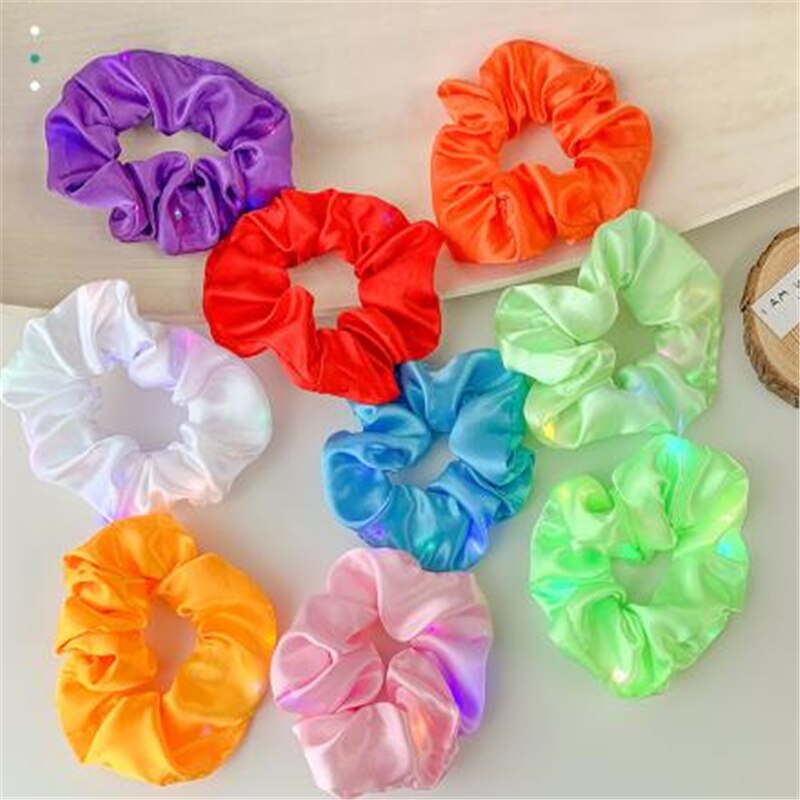Diademas luminosas LED para niña, accesorios para el cabello elásticos, Color sólido, novedad de