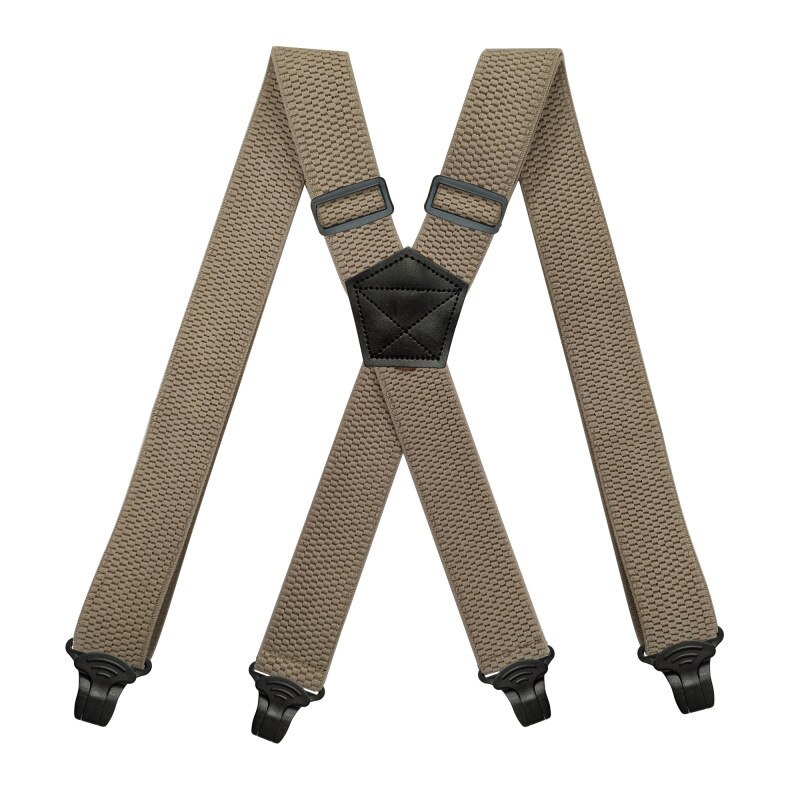 Deepeel-tirantes elásticos ajustables para hombre y adulto, suspensorio DE TRABAJO ancho con 4 clips, 3,5X120cm, 1 unidad: Khaki-120cm