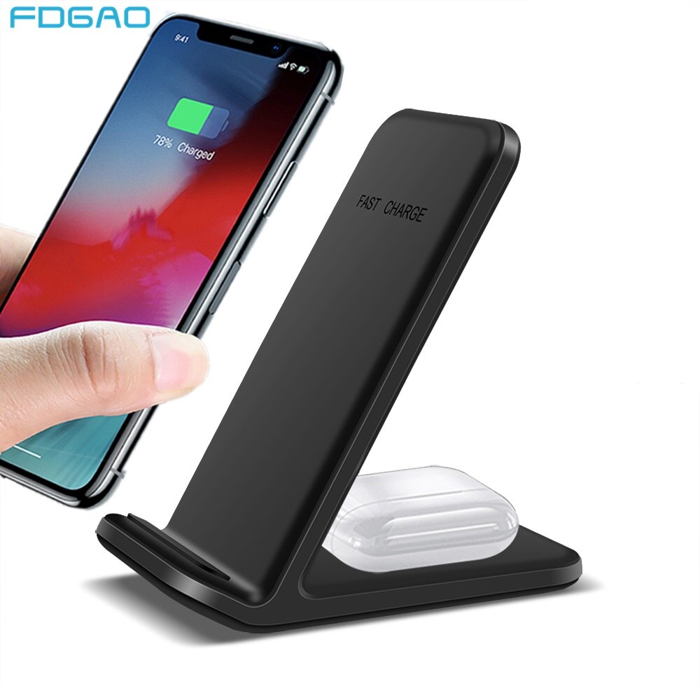 2 In 1 Qi Draadloze Oplader Dock Station Voor Iphone 11 X Xs Xr 8 Airpods Pro 15W Snelle charging Stand Voor Samsung S20 S10 S9 Knoppen