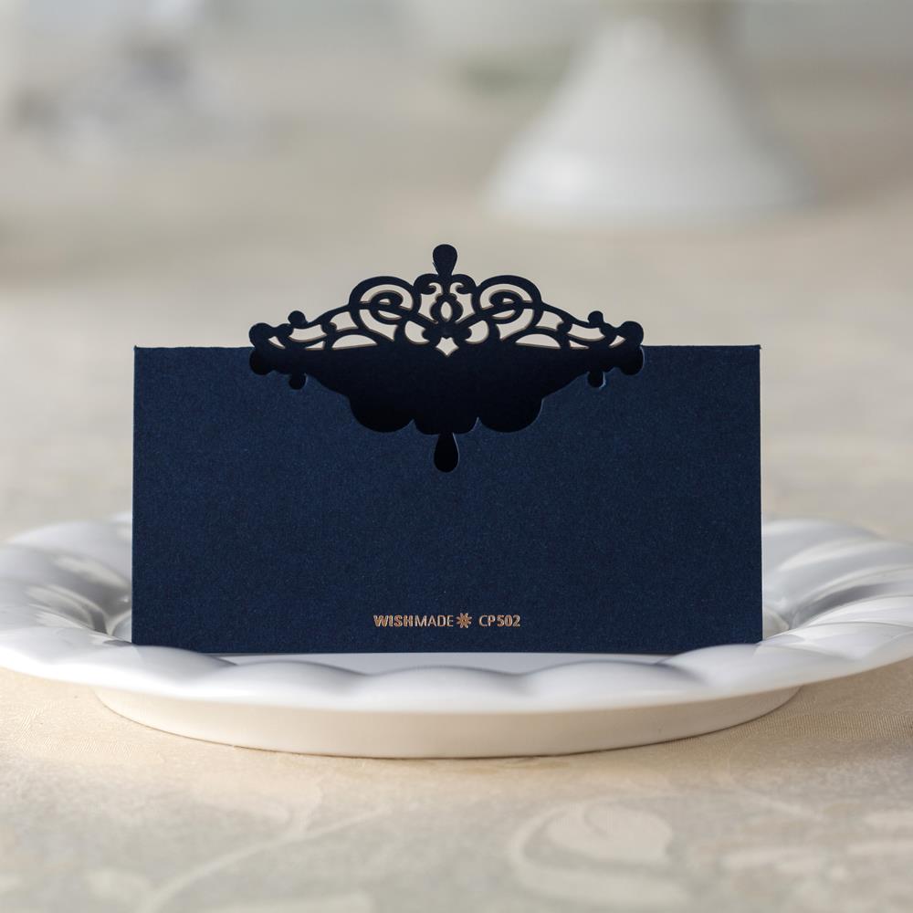 Tarjetas de Números de mesa de papel azul, soporte de tarjeta de nombre, lugar para decoración de bodas, fiestas y banquetes, 107x54mm, 24 Uds.