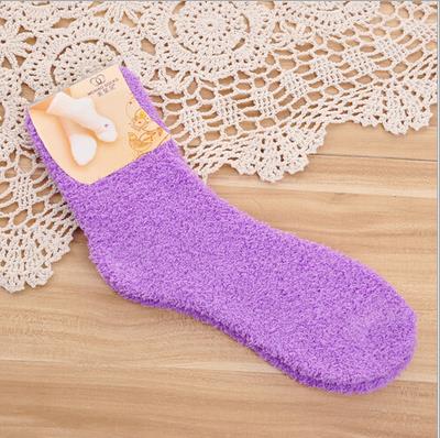 Winter Cute Fuzzy Socks Candy Color Soft Women Fluffy Socks Coral Velvet Warm Sleep Floor Socks yellow blue: Black