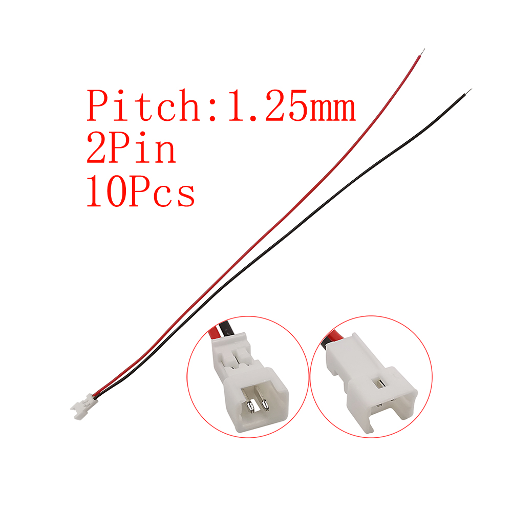 10Pcs Mini Micro JST 1.25mm Pitch Male / Female Connector 2/3/4/5/6 Pin Plug With Terminal Wires Cables Socket 150MM 28AWG: Lavender