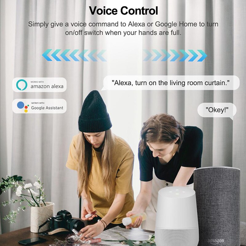 Tuya Smart WiFi Curtain Switch EU/US Smart Light Switch 1 2 3 Gang 220V for Electric Motorized Blinds Google Home Alexa