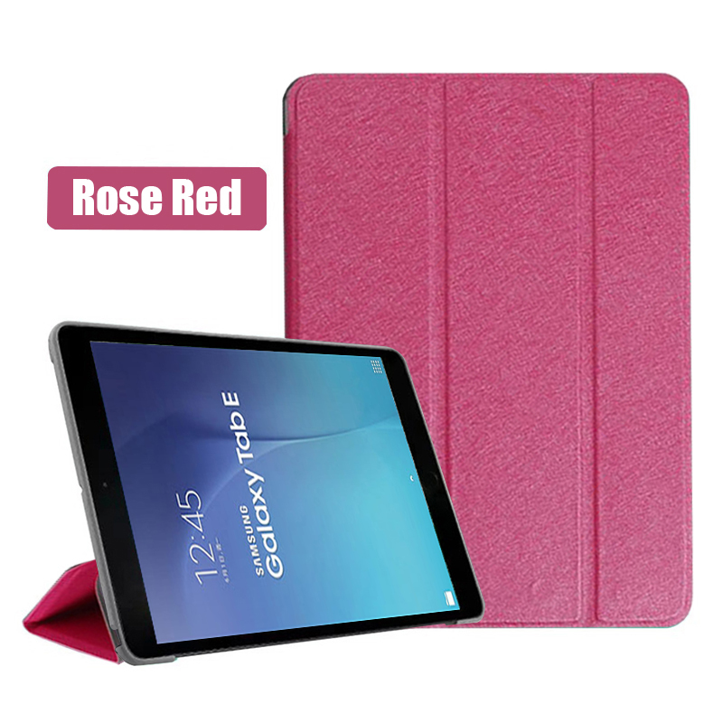 Case for Samsung Galaxy Tab E 9.6 T560 T561 SM-T560 SM-T561 Tablet Funda Slim Stand PU Leather Cover for Samsung Tab E 9.6 Case: Rose Red