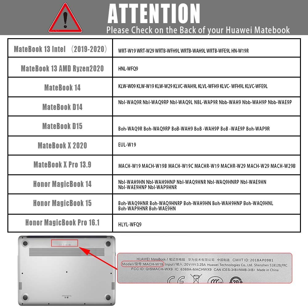 Clear Hard Laptop Case for Huawei MateBook X Pro 13.9 /MateBook 13/14/D14/D15/Honor MagicBook 14/15 Laptop Replace Cover
