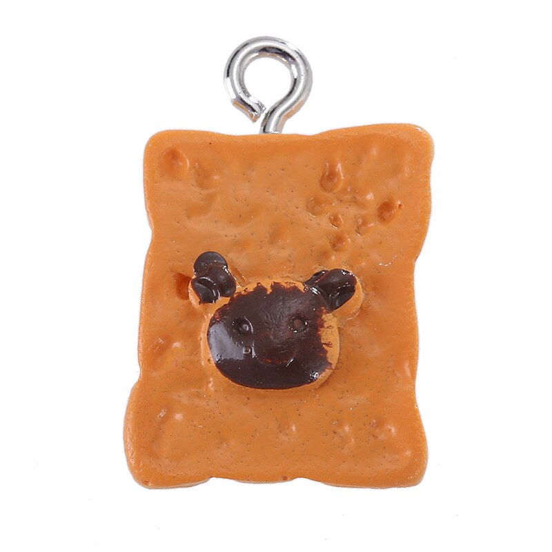 10 sztuk sztuczna żywność żywica Charms chleb ciasto ciasteczka Charms dla bransoletki tworzenia biżuterii Kawaii śliczny wisiorek, breloczek akcesoria: Imitacja pokryta rodem