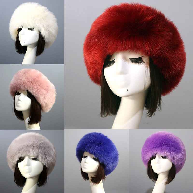 Kobiety futrzane czapki grube futrzane ciepłe sztuczne futro z lisa kapelusz jesień zima rosyjski gruby Bomber odkryty Earwarmer Ski pusty cylinder czapki
