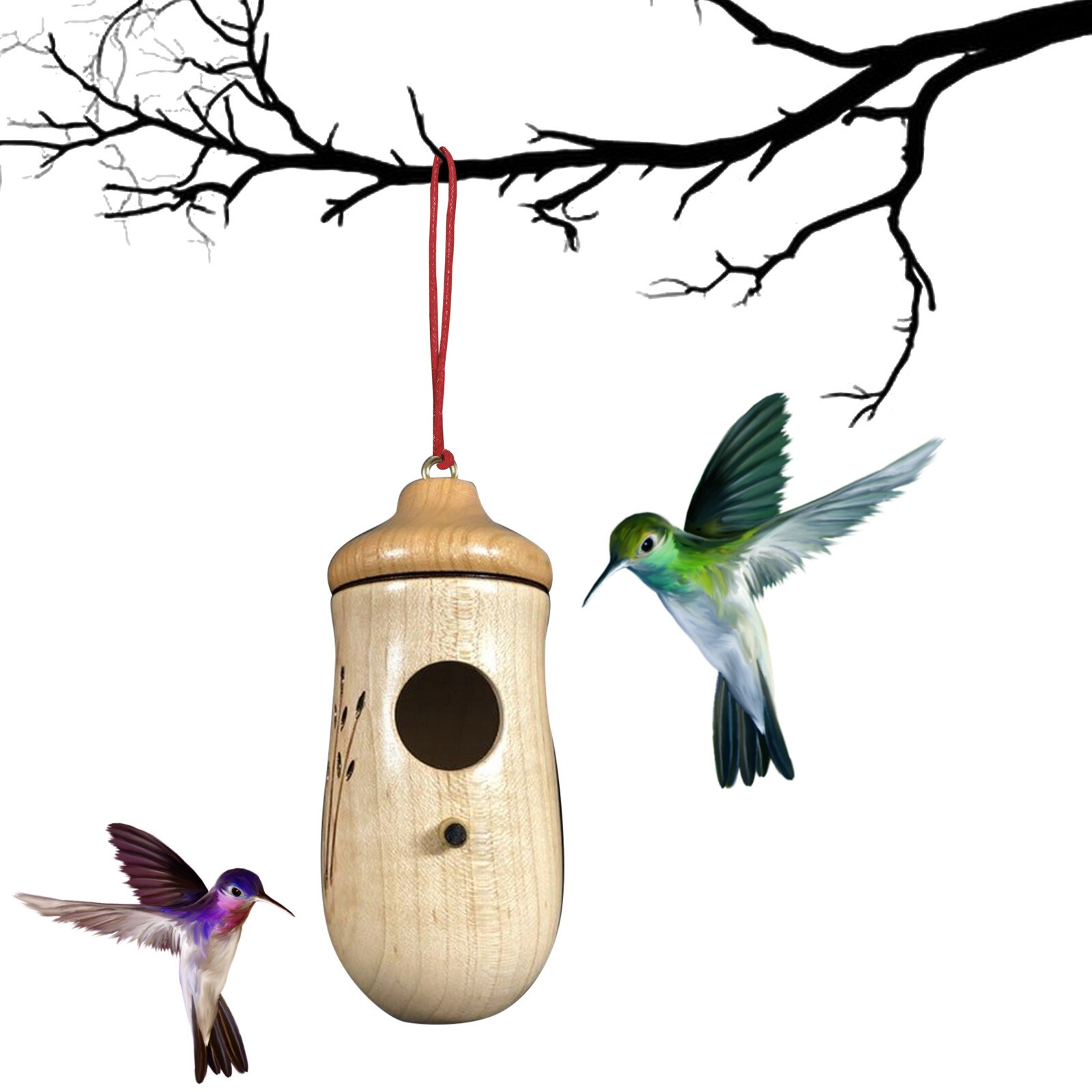 Hummingbird House 2022 Wooden Hummingbird House For Outside Hanging Swing For Wren Swallow Sparrow Hummingbird Houses