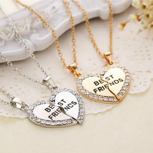 Vrouwen Meisje Mode Ketting Beste Vrienden Bff Vriendschap Hart Strass Hangers Charm Ketting Sieraden