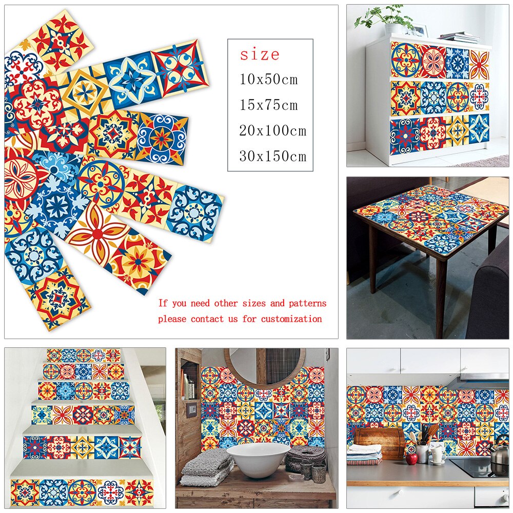 10/15/20/30cm marokkansk stil keramiske fliser wallstickers badeværelse køkken boligindretning tapet skræl &amp; stick pvc kunst vægdecals