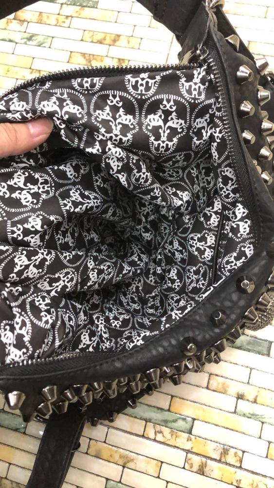 Niet Schädel Handtasche Frauen Pu Leder Große Kapazität Tote Messenger Schulter Tasche Cross Body Punk Hip Hop Schwarz Tote Geldbörse