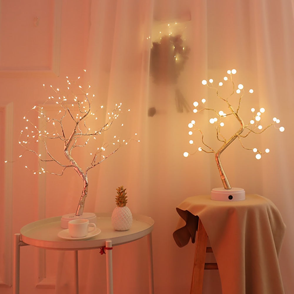 108 LED USB Fire Tree Light Copper wire Table Lamps Night light for Home Indoor Bedroom Wedding Party Bar