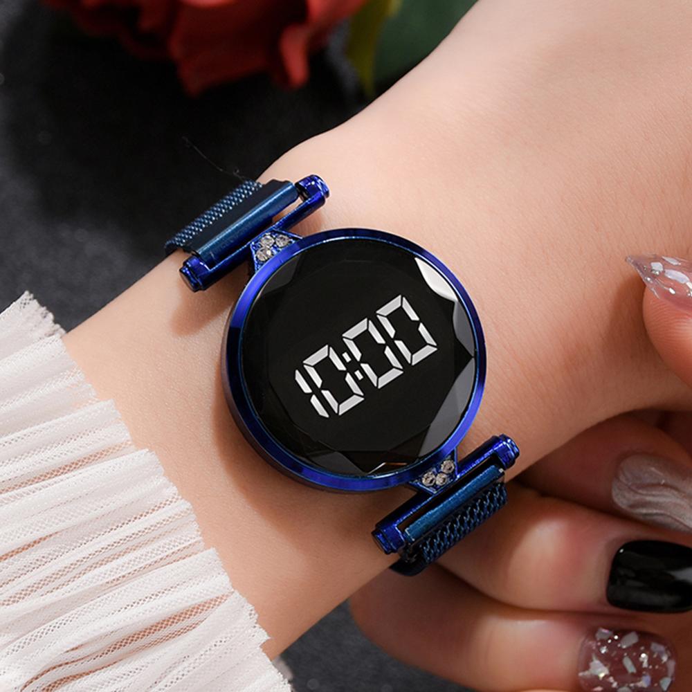 Mesh band led digitaal elektronisch horloge dames quartz polshorloge sieraden band horloge analoog polshorloge