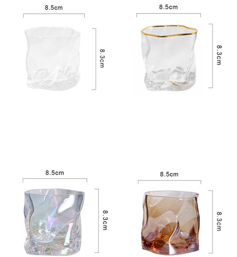 Crumple Whiskey Tumbler Glasses Cocktail Glasses Irregular Folds Verre Vodka Cups Personality Brandy Snifters Iced Mug