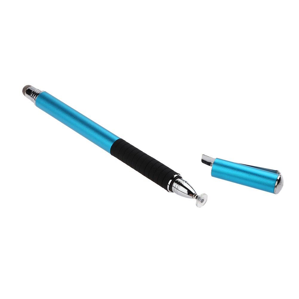2 en 1 écran tactile capacitif dessin stylet stylo avec stylo chapeau Portable stylo pince pour iPhone téléphone intelligent tablette PC ordinateur: Light Blue