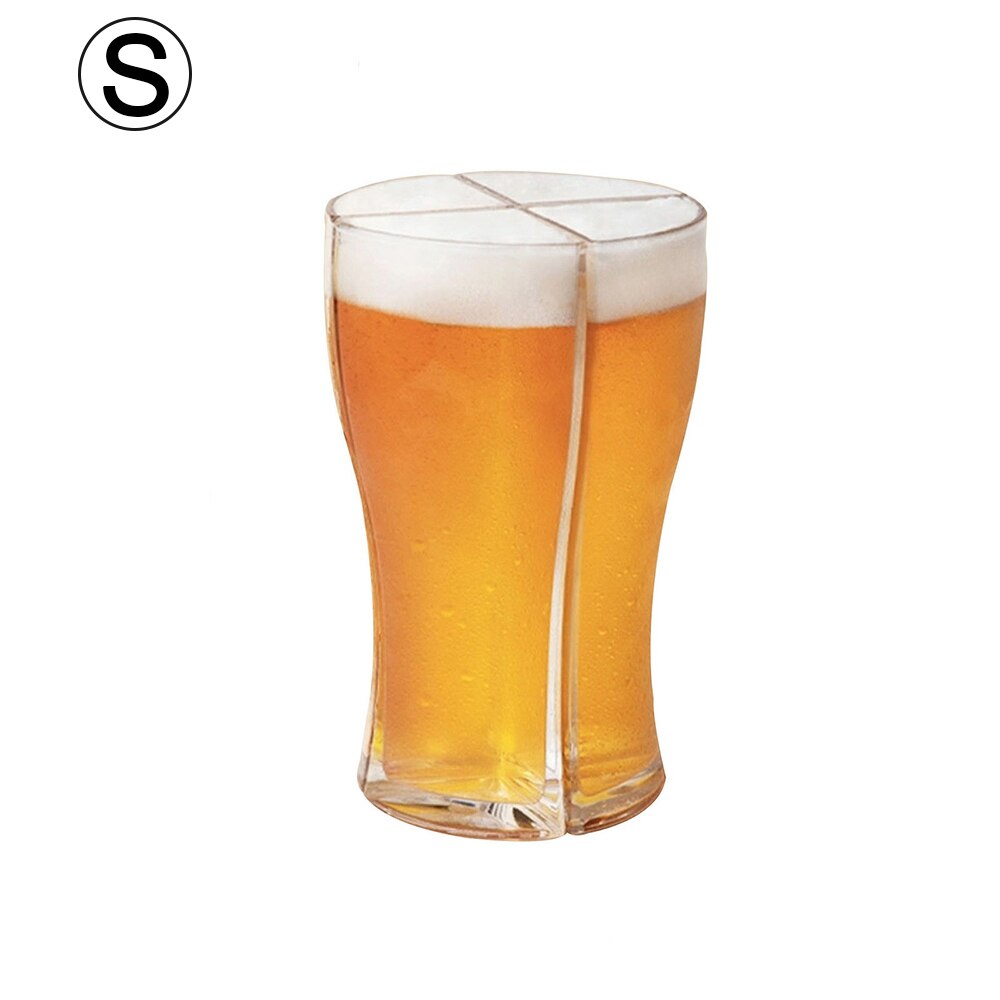 Copo de vidro grosso da caneca da cerveja da grande capacidade para a festa da barra do clube 12.3x10.5x7.5cm super schooner copos de cerveja caneca separável 4 parte: S