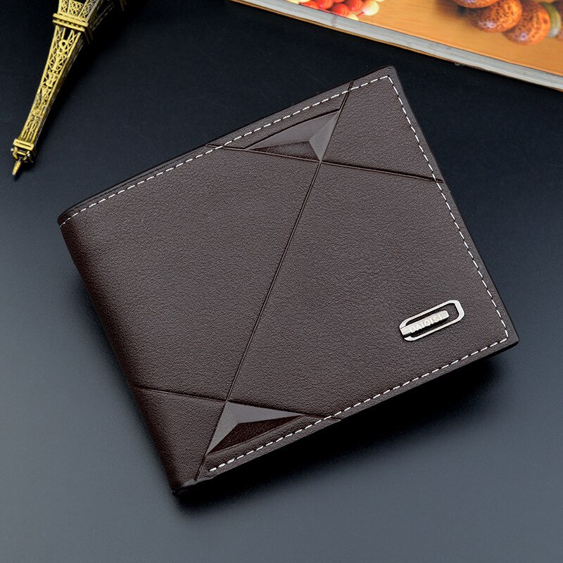 Men's Wallet Soft Wallet 3 Fold Multi-card Slot Large-capacity Embossed Wallet Men's Long Thin Section Youth Men PU: Coffee A