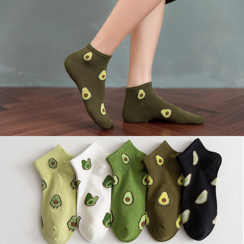Di trasporto Del nuovo Fumetto di Frutta Della Caviglia Calzini E Calzettoni Delle Donne di Estate Giapponese Avocado Carino Barca Calzini E Calzettoni Chic Fashion Low-Cut Cotone Calzini E Calzettoni