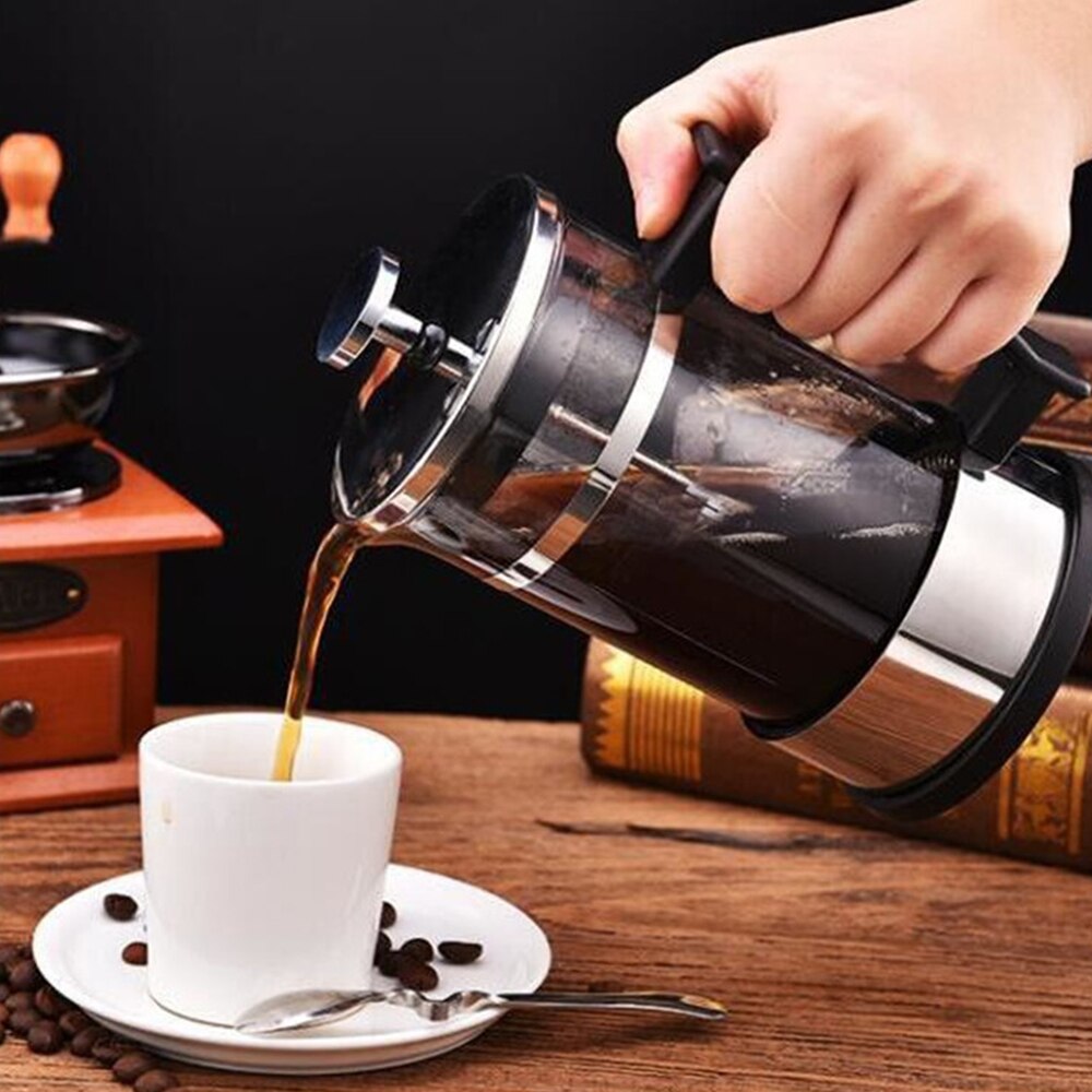 French Presses Coffee Maker 350ml Coffee/Tea Brewer Coffee Pot Stainless Steel Glass Manual Coffee Espresso Maker Pot