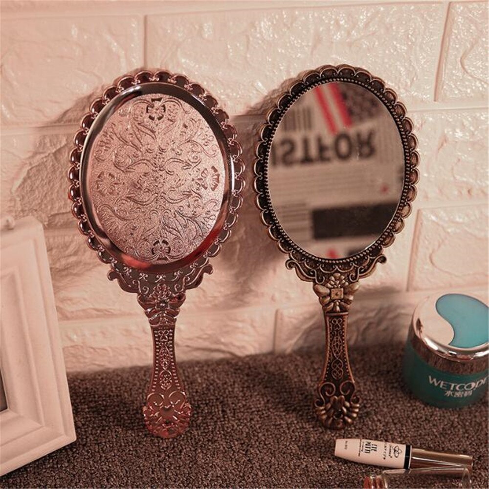 Handheld Spiegel Vintage Gesneden Make-Up Spiegel Handspiegel Pocket Spiegel Make-Up Ijdelheid Cosmetische Compacte Spiegel Voor Vrouwen