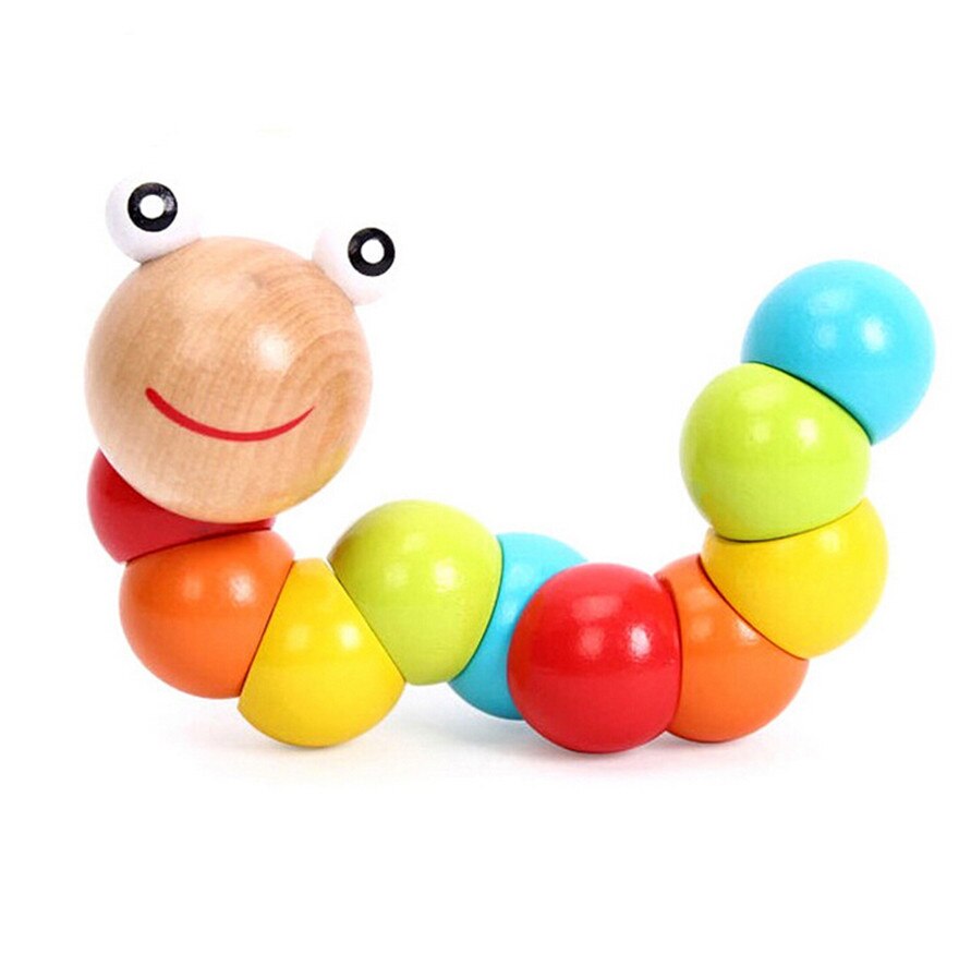 1 Pcs Educational Toys Flexibility Baby Wiggle Worm Interesting Kids Multicolor Wooden Puzzles Toy