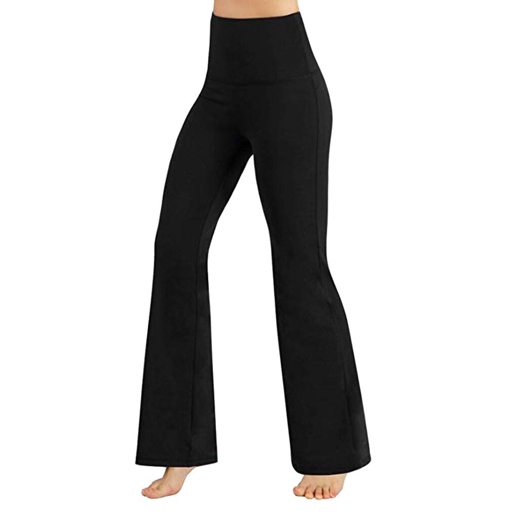 Kvinders fitness yoga bukser afslappede brede ben bukser sorte yoga bukser højtaljede mave kontrol træning leggings #25