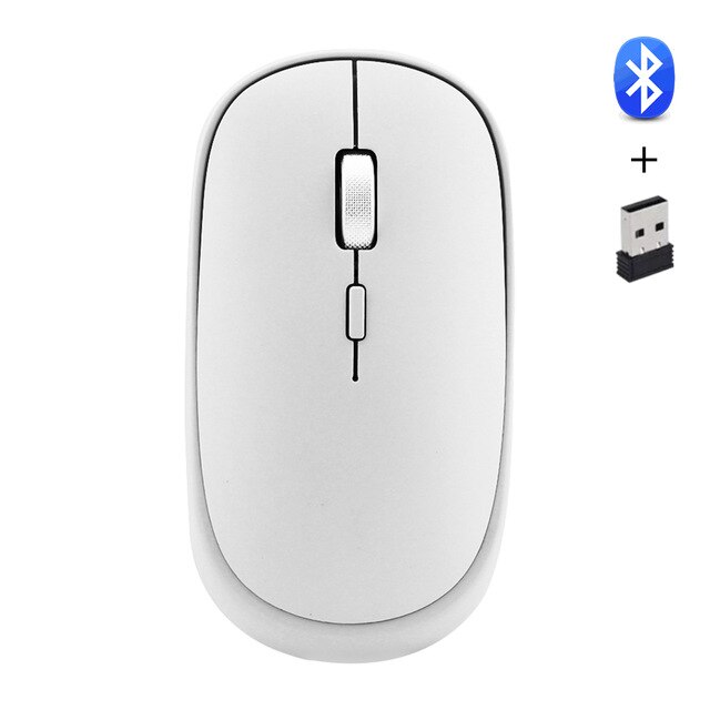 CHYI Mini Bluetooth 4.0 2.4G Dual Mode Wireless Optical Mouse 1000/1200/1600 DPI Home Office Computer Mice For PC Laptop: white