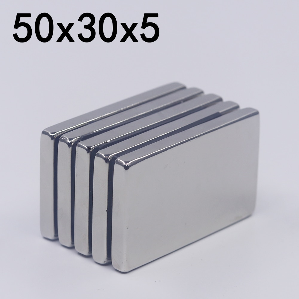1/2/5Pcs 50x30x5 Neodymium Magnet 50mm x 30mm x 5mm N35 NdFeB Block Super Powerful Strong Permanent Magnetic imanes