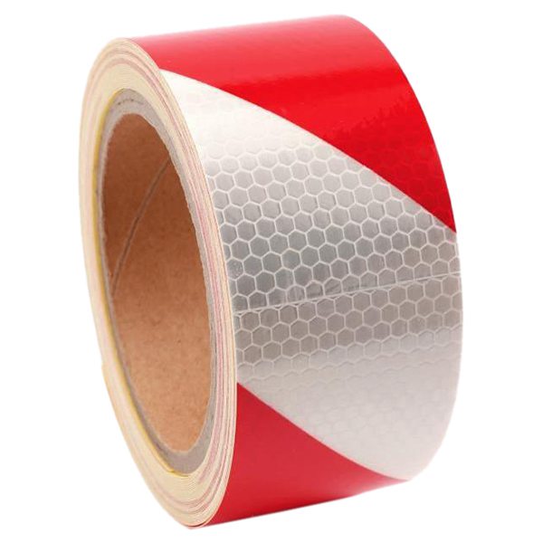 10M X 5Cm Veiligheid Waarschuwing Tape Reflecterende Tape Zelfklevende Tape Reflecterende Strip Verkeer Reflecterende Stickers Kleur: rood + Wit