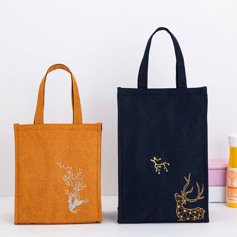 Chinese Red Fuku Deer Tote Waterproof Oxford Cooler Bags Portable Zipper Thermal Lunch Bags For Women Lunch Box Tote Food Bags