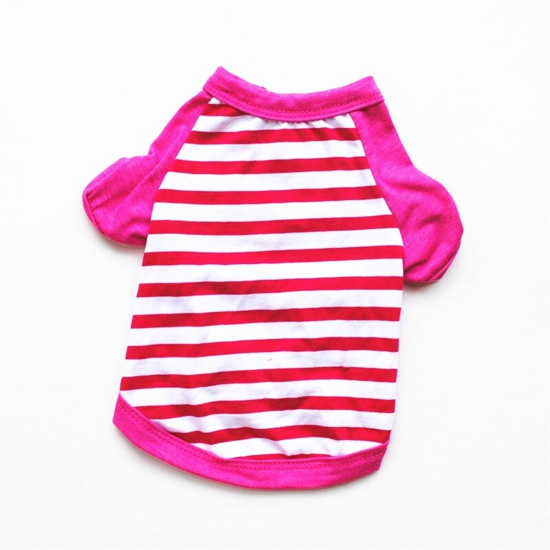 Red Striped Dog Clothes Clothing for Dogs Super Pet Outfits Cute Summer Vest Yorkies Print Footprint Ropa Para Perro