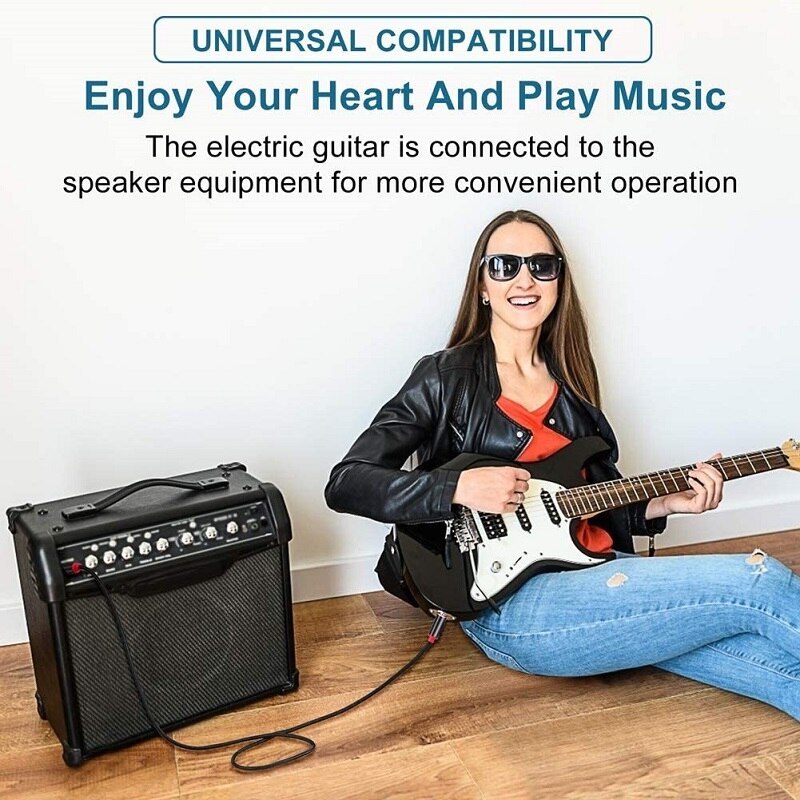 Kabel do instrumentów gitarowych Lungfish, kabel audio stereo TRS 6,35 mm męski do męskiego do gitary elektrycznej, gitary basowej, mandoliny elektrycznej