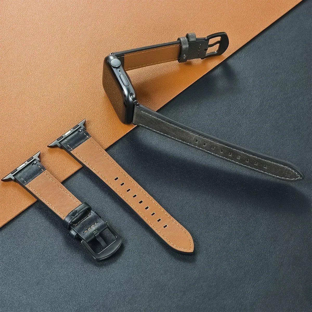 Klockarmband i kalvskinn till apple 5 se 7 klockarmband 8 kvinna 6 man 10 armband till iwatch 9 serien 49mm 44 45 46 42 40 41mm