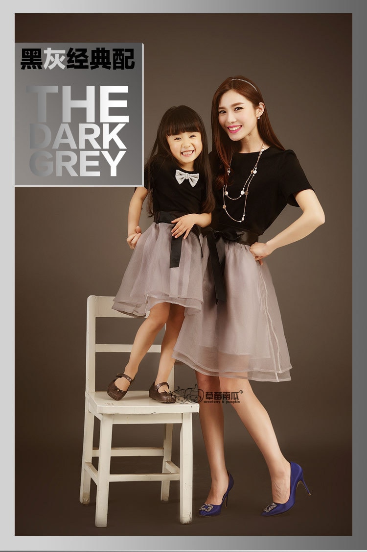 Mother Daughter Dresses Wedding Tutu Skirt Clothing Summer Mom and Daughter Dress Bowtie Family Matching Clothes
