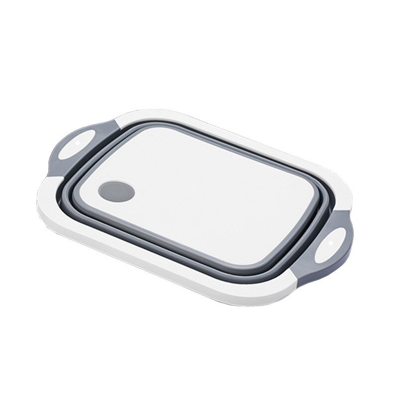 Anti-skid Multifunction Collapsible Cutting Board Dish Tub 3 In 1 Folding Sink Drain Basket Travel Outdoor Camp Portable Basins: Gray