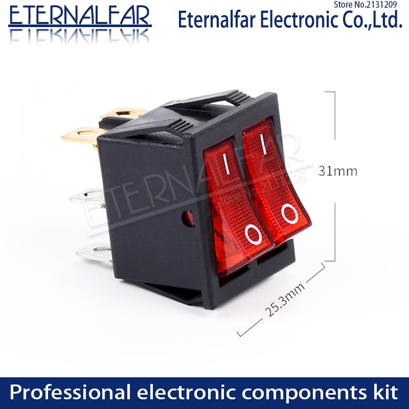 KCD6 16A 250V AC Rocker Schalter Stiefel Schalter 6Stifte Mit Lampe AUF-aus rot sterben Elektrische Grill grün Elektrische Heizung Doppel Schiff Typ