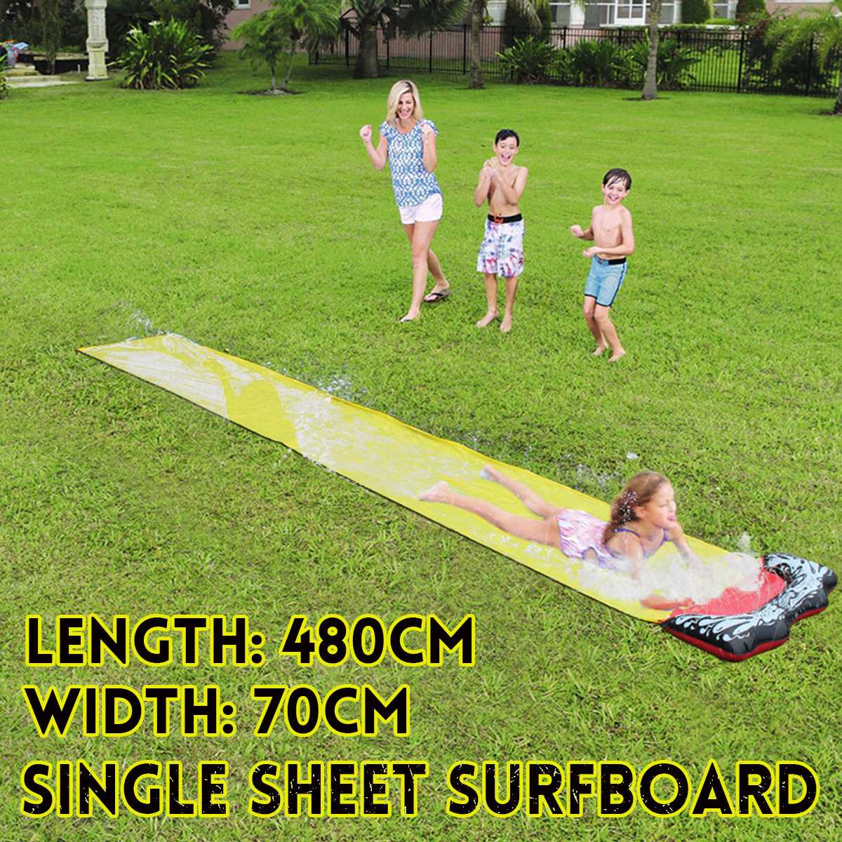 Kinderen Zomer Waterglijbaan Opblaasbare Speelgoed Sprinkler Waterglijbaan Tuin Outdoor Entertainment Waterskiën Surfplank 4.8M X 0.7M