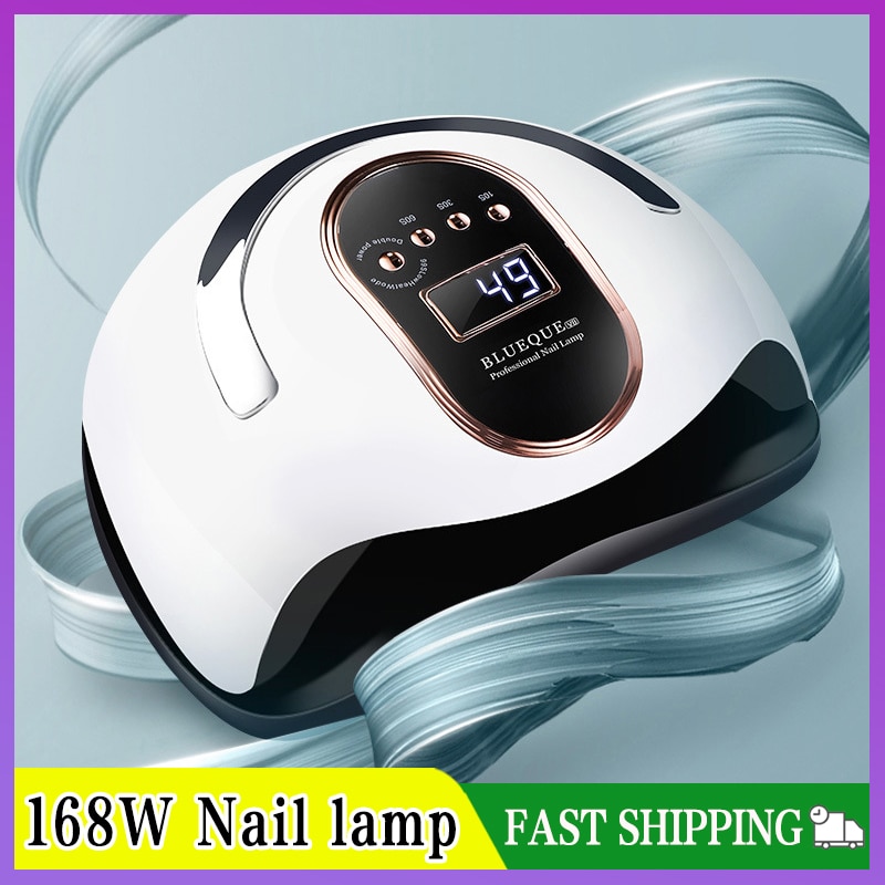 BLUEQUE-Lámpara de uñas V8 168W, lámpara UV 42LED de fototerapia automática, secador de Gel de uñas para manicura