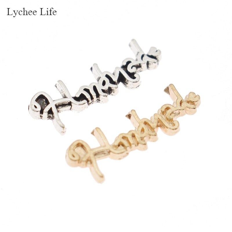 Lychee life 100 stk håndlavet brev metal tøjmærker diy syposer tøj håndværk dekoration tilbehør