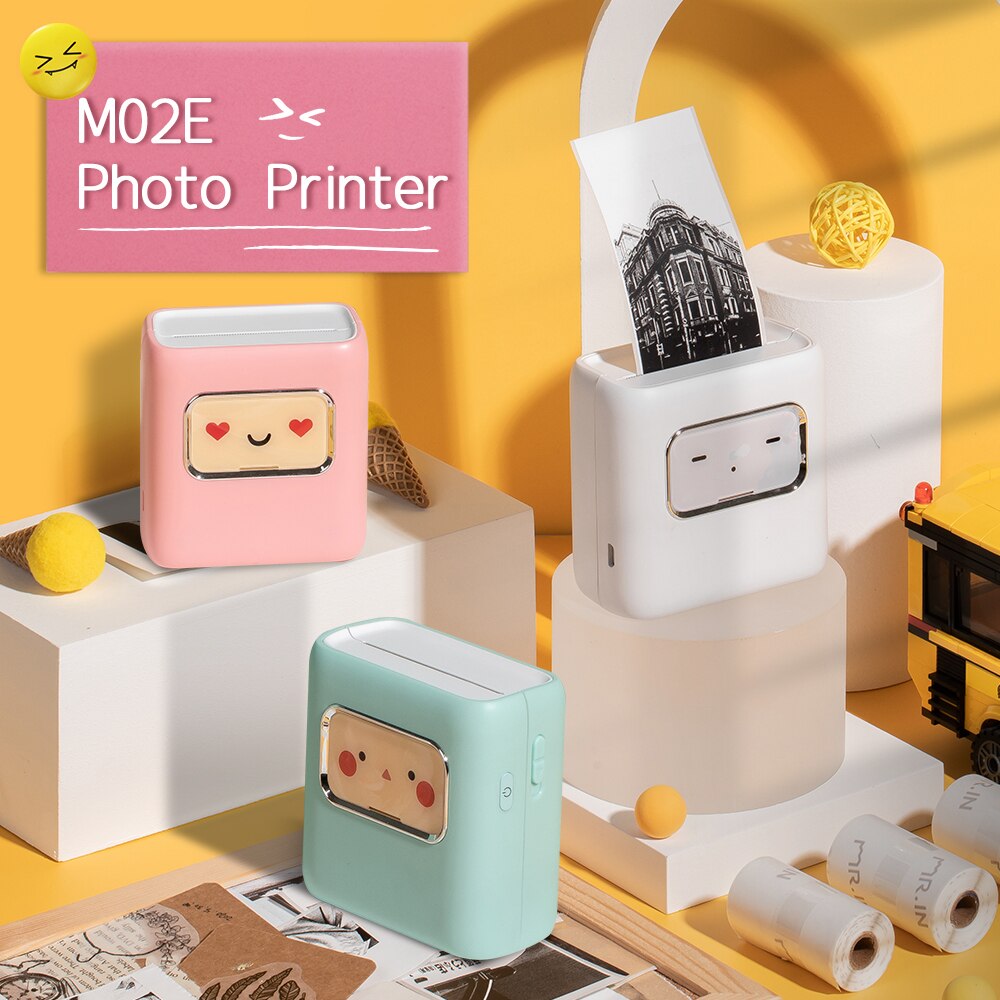 Phomemo M02E Pocket Thermal Picture Mini Printer Clear Printing Label Sticker Maker Wireless Photo Printing for Christmas