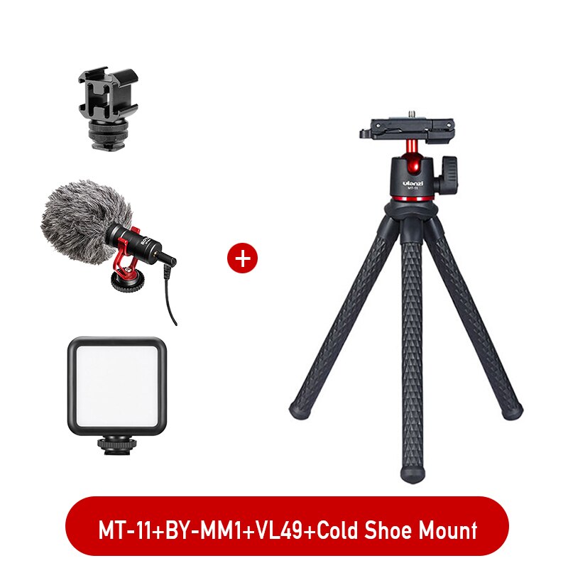 Ulanzi MT-11 elastyczny statyw trójnożny do DSLR Smartphone 2 w 1 statyw przedłużyć 1/4 ''śruba do Magic Arm światło Led do kamery