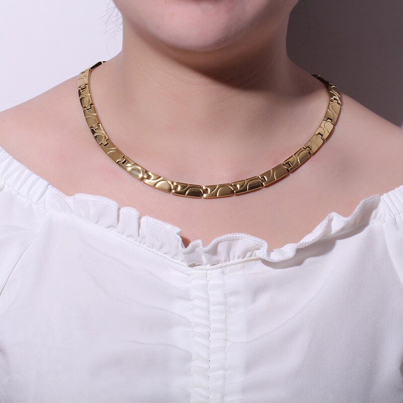 Hapiship-collar de acero inoxidable 316L para hombre y mujer, collar de poder de terapia de energía de germanio 264, de cumpleaños Bestfriend TG4617