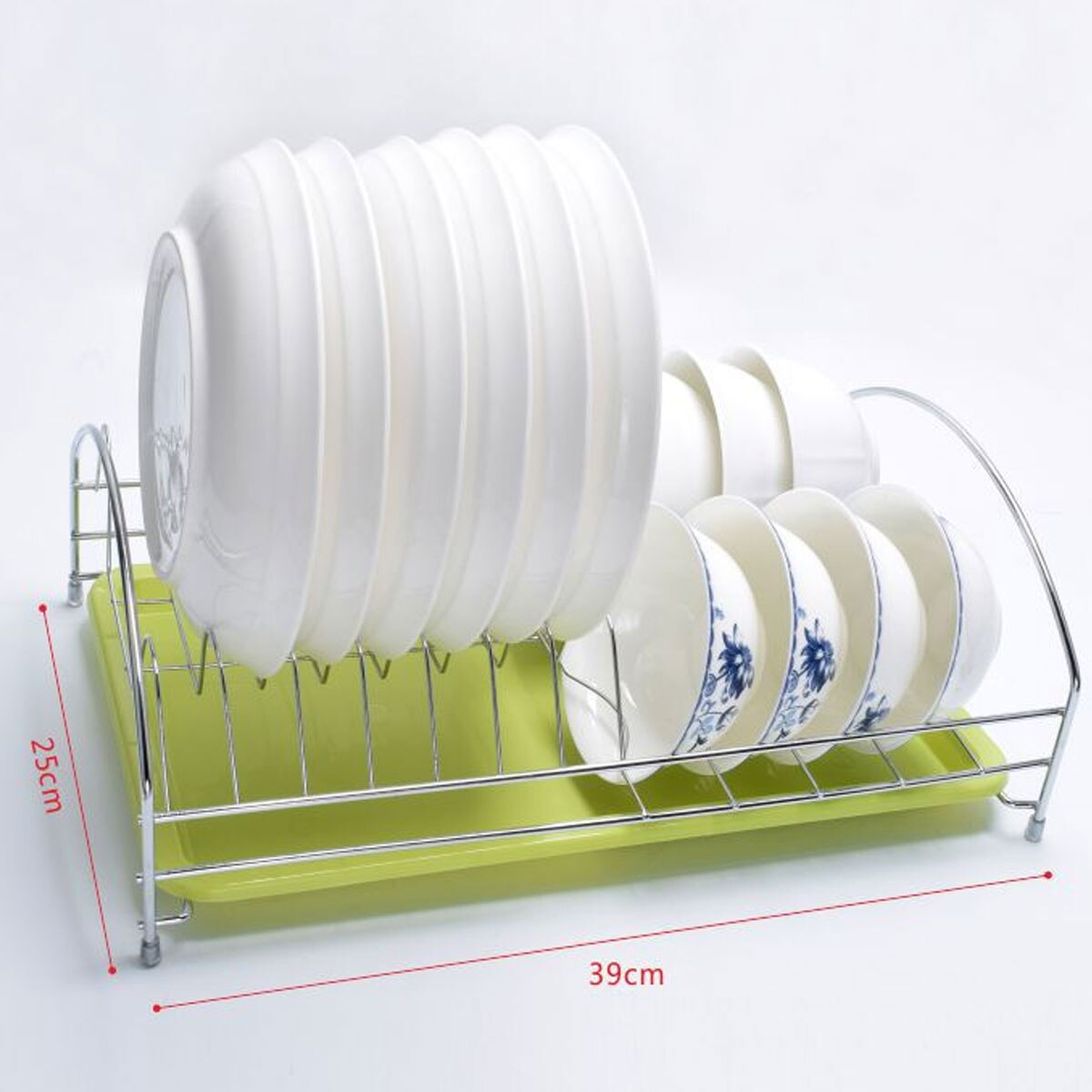 Estante de secado de platos de 2/3 niveles, cesta de hierro chapado, soporte para lavado del hogar, escurridor de platos para fregadero de cocina, estante organizador: A 1 Tier