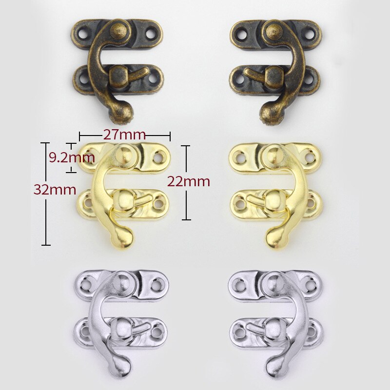 Loquet de boîte en fer Bronze 10 pièces, loquet de verrouillage, bois bijoux valise boucle Clip fermoirs Vintage quincaillerie de meubles