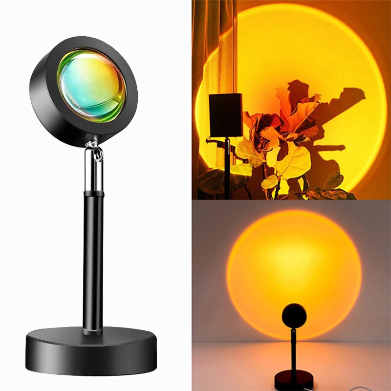 Sunset Lamp 180° Rotating Night Lights USB Rainbow Sunset Red Projector Home LED Sun Projection Desk Lamp for Bedroom Wall Decor