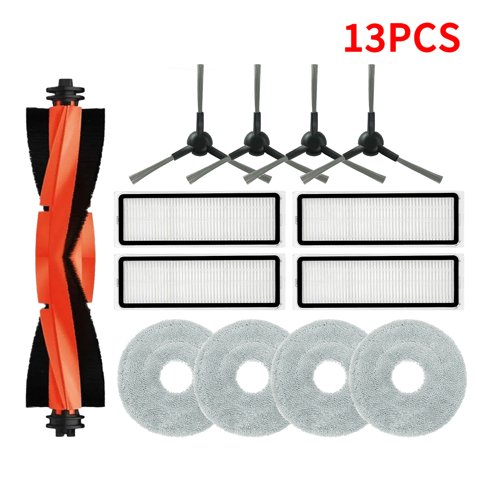 Para xiaomi robô vácuo s20 +/s10 plus/b108gl/b105 peças acessórios escova lateral principal filtro hepa mop pano substituição: Borgonha