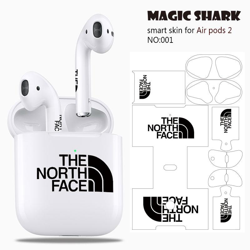 Magic Shark Clear Leaf Flower The North Face Leopard Cells Ultra Thin Sticker Case Film for Apple Airpods 2 Airpods2 001-019: 001