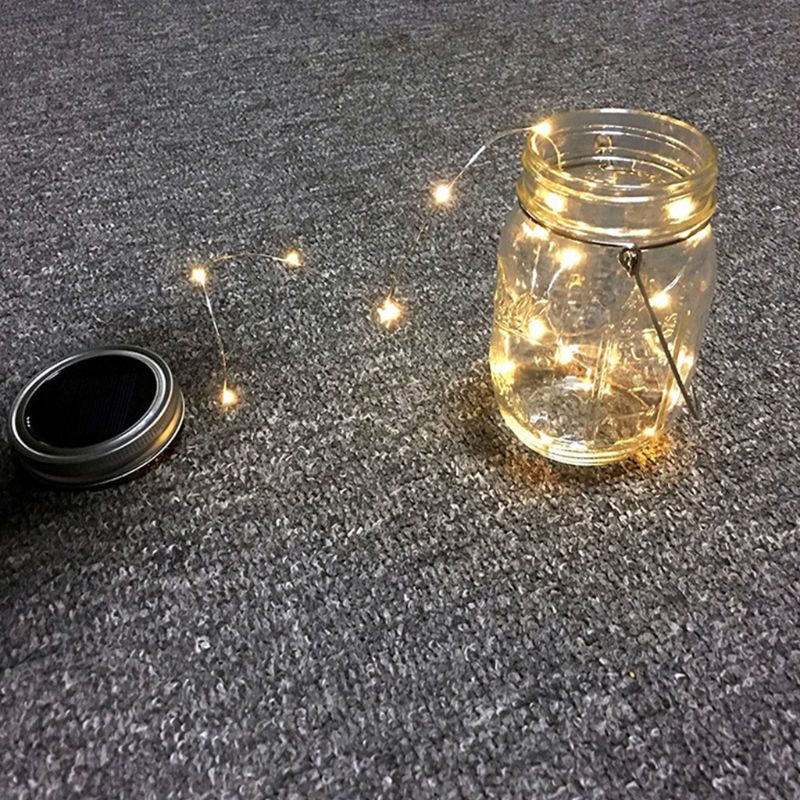 20 ledet solar fairy xmas light lamp mason jar 2m varme hvite lys hengende lanterne utendørs terrasse hage dekor